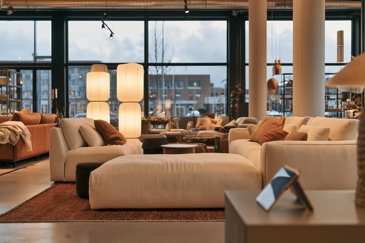 Einrichtungshaus mit Sofas, Leuchten und Accessoires